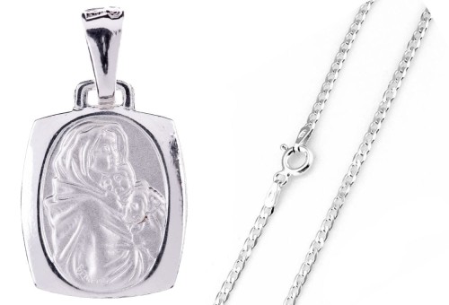 Srebrny medalik MB Cygańska łańcuszek SREBRO pr. 925 DEDYKACJA