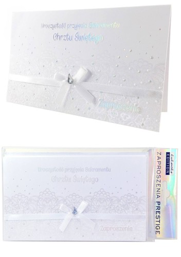 Zaproszenia PRESTIGE na Chrzest Święty - komplet 5 sztuk