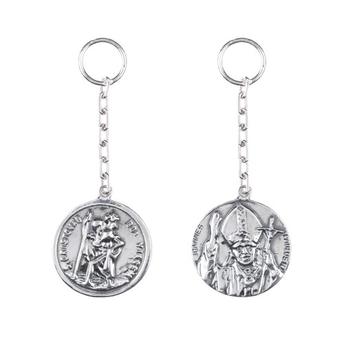 Brelok srebrny Święty Krzysztof / Jan Paweł II