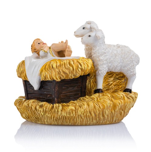 Figurka - Dzieciątko Jezus - baranki - 10 cm
