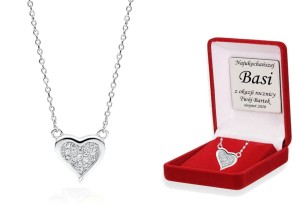 Srebrny wisiorek SERCE na łańcuszku pr. 925 DEDYKACJA - Pamiątka prezent GRAWER
