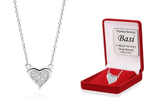 Srebrny wisiorek SERCE na łańcuszku pr. 925 DEDYKACJA