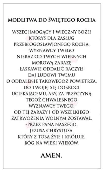 Obrazek święty - Święty Roch - 6,5 cm x 11 cm