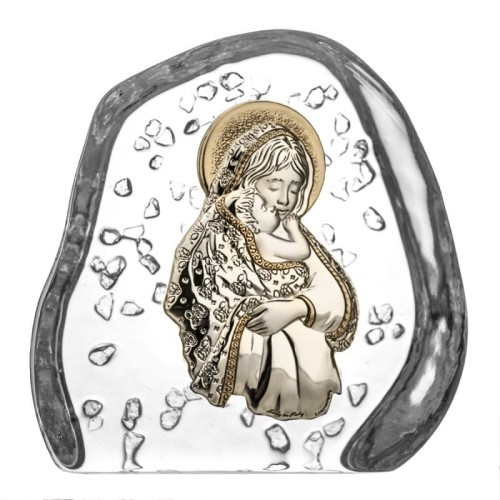 Wyjątkowy prezent! Skałka z kryształu - Matka Boska z dzieciątkiem