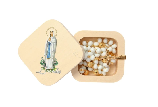 Pudełeczko magnetyczne na różaniec - Matka Boża z Lourdes - bez różańca