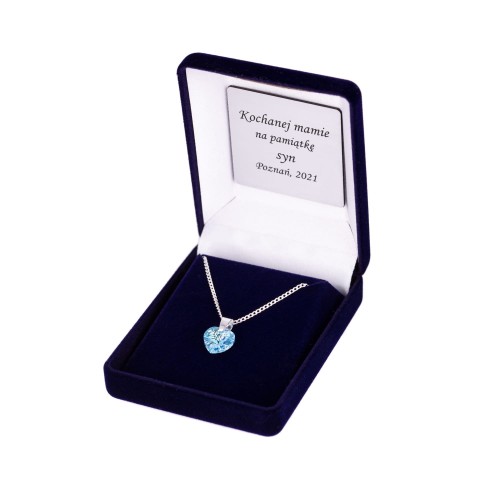 Zawieszka SWAROVSKI "Royal Blue" na łańcuszku DEDYKACJA - Pamiątka Prezent