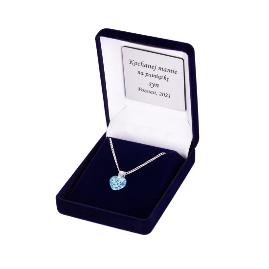 Zawieszka SWAROVSKI "Royal Blue" na łańcuszku DEDYKACJA - Pamiątka Prezent