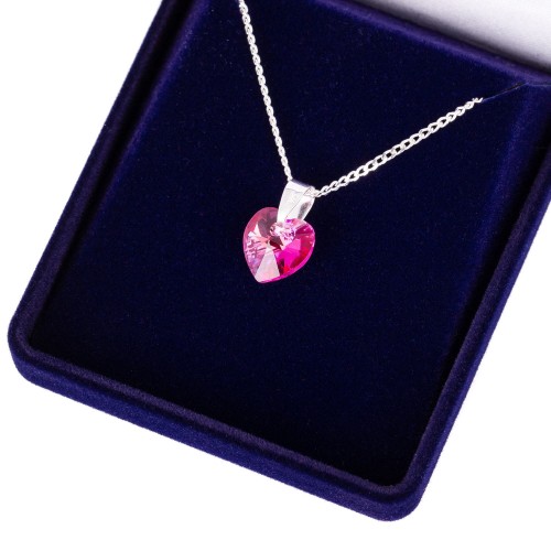 Zawieszka SWAROVSKI "Royal Pink" na łańcuszku DEDYKACJA - Pamiątka Prezent