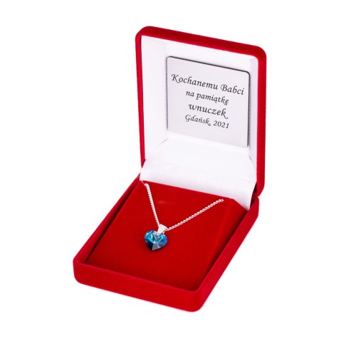 Zawieszka SWAROVSKI "Serce Oceanu" na łańcuszku DEDYKACJA - Pamiątka Prezent