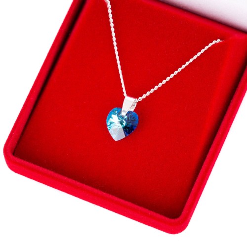 Zawieszka SWAROVSKI "Serce Oceanu" na łańcuszku DEDYKACJA - Pamiątka Prezent