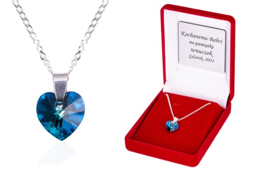 Zawieszka SWAROVSKI "Serce Oceanu" na łańcuszku DEDYKACJA - Pamiątka Prezent