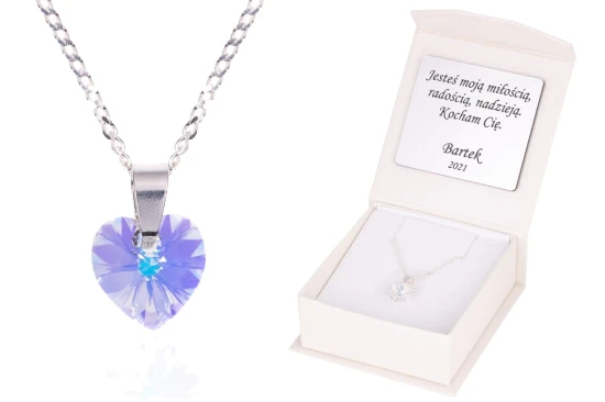 Zawieszka SWAROVSKI "Kryształowy wrzos" na łańcuszku DEDYKACJA - Pamiątka Prezent