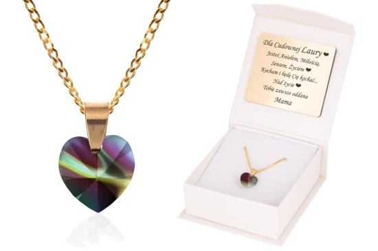Zawieszka SWAROVSKI "Zorza polarna" na łańcuszku DEDYKACJA - Pamiątka Prezent