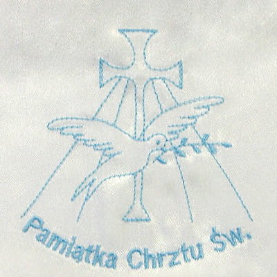 Szatka do Chrztu - Serce z haftem Gołębicy