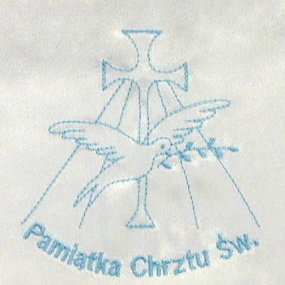Szatka do Chrztu - Serce z haftem Gołębicy