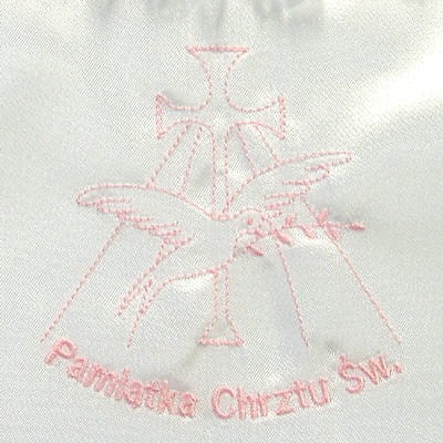 Szatka do Chrztu - Serce z haftem Gołębicy