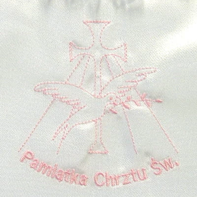 Szatka do Chrztu - Serce z haftem Gołębicy