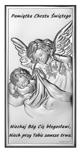 Obrazek srebrny - Aniołek z latarenką 7x14