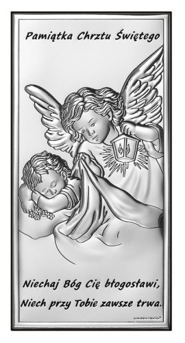 Obrazek srebrny - Aniołek z latarenką 7x14