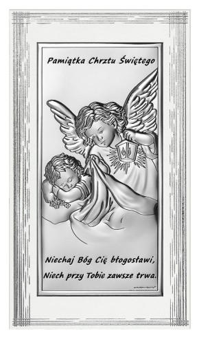 Obrazek srebrny - Aniołek z latarenką - 8,5x15