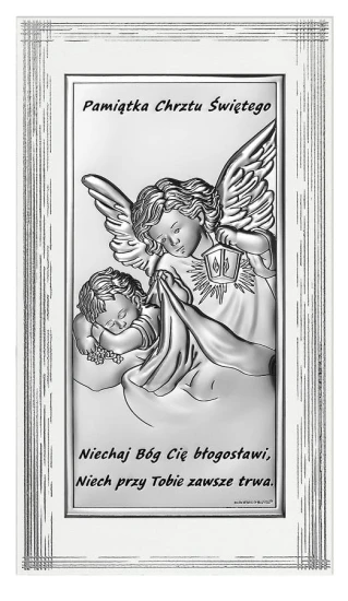 Obrazek srebrny - Aniołek z latarenką - 8,5x15