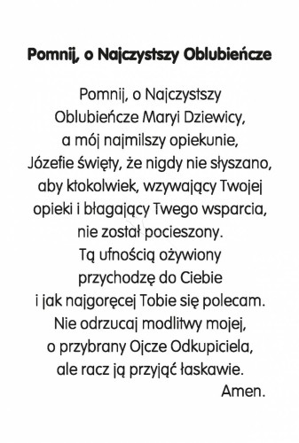 Święty Józef - Pocztówka z modlitwą 10x15cm