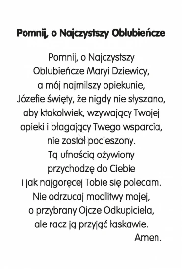Święty Józef - Pocztówka z modlitwą 10x15cm