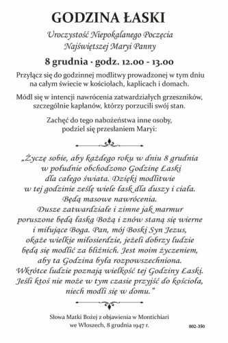 Pocztówka z modlitwą 10x15cm - Godzina Łaski