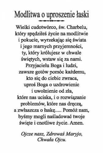 Pocztówka z modlitwą 10x15cm - Święty Charbel Cudotwórca z Libanu