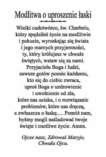 Pocztówka z modlitwą 10x15cm - Święty Charbel Cudotwórca z Libanu