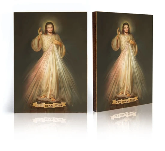Ikona Jezus Miłosierny - Jezu Ufam Tobie z certyfikatem - 17x23cm