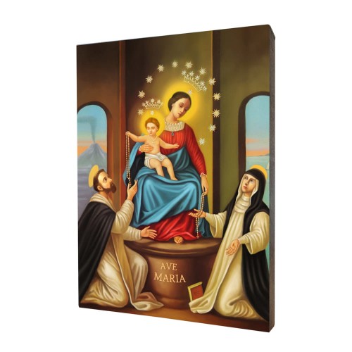 Obraz na desce lipowej - Matka Boża Pompejańska 15x20