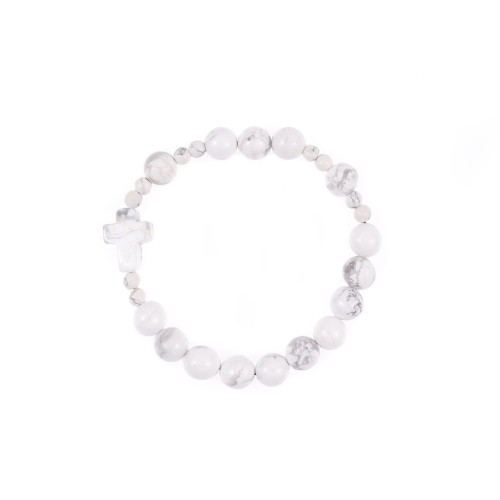Bransoletka - dziesiątek różańca - Howlit biały - kamień naturalny