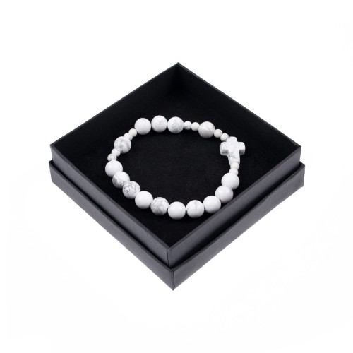 Bransoletka - dziesiątek różańca - Howlit biały - kamień naturalny