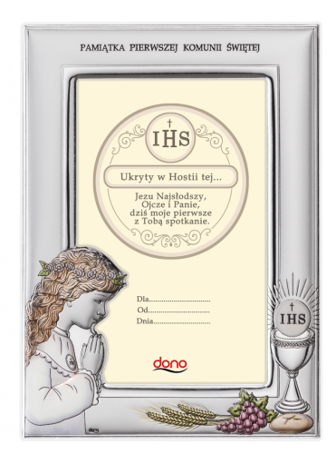 Ramka na zdjęcie Pierwsza Komunia Święta z wizerunkiem dziewczynki 13x18