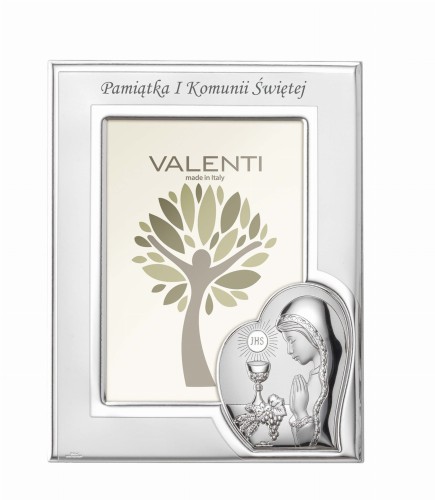 Srebrna ramka komunijna na zdjęcie IHS - dziewczynka 13x18