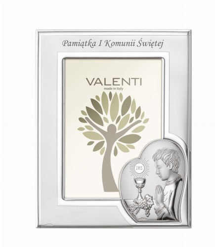 Srebrna ramka komunijna na zdjęcie IHS - chłopiec 13x18