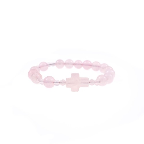 Bransoletka - dziesiątek różańca - różowy kwarc