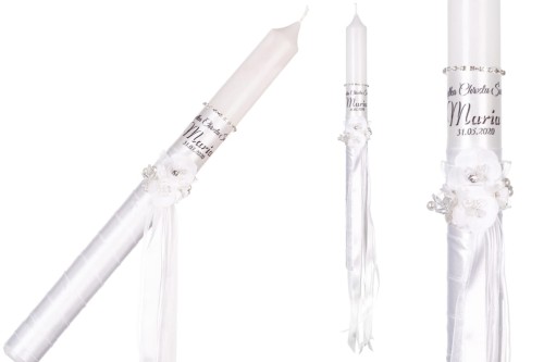 Świeca w stylu PREMIUM - imienna gromnica ze stroikiem