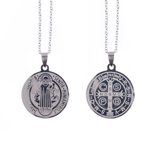 Naszyjnik - medalion - św. Benedykt - Stainless Steel