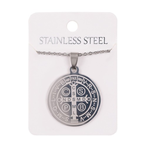Naszyjnik - medalion - św. Benedykt - Stainless Steel