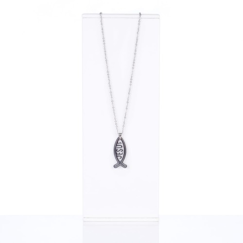Naszyjnik - rybka chrześcijańska - JESUS - Stainless Steel