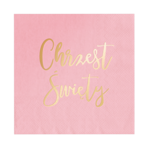 Serwetki różowe CHRZEST ŚWIĘTY - 10 sztuk