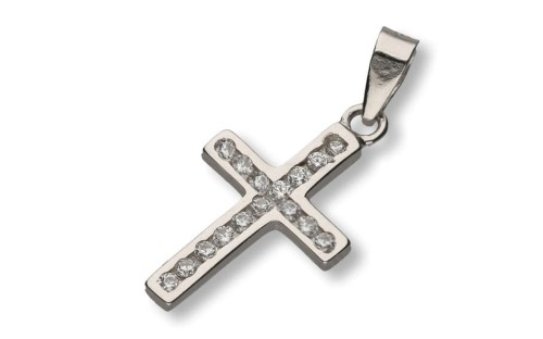 Krzyżyk srebrny z cyrkoniami - próba 925