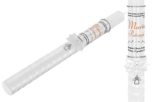 Świeca zdobiona srebrnym wisiorkiem ANIOŁEK