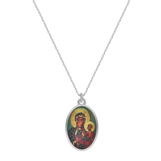 Wisiorek MB Częstochowska z łańcuszkiem SREBRO AG925 czarna madonna