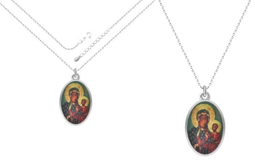 Wisiorek MB Częstochowska z łańcuszkiem SREBRO AG925