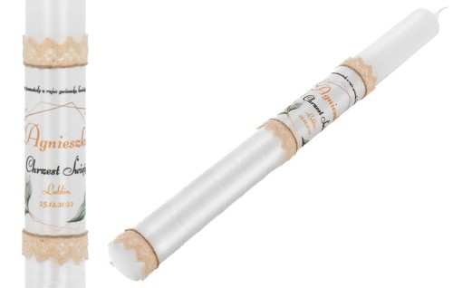 Świeca w ekologicznym stylu ♻ - Pamiątka Chrzest Imienna