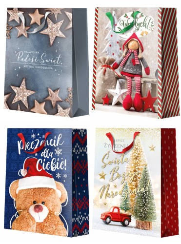 Torebka prezentowa WESOŁYCH ŚWIĄT  A4+  - 26 x 32 cm