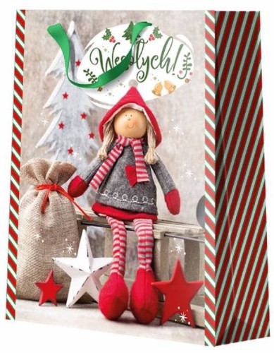 Torebka prezentowa WESOŁYCH ŚWIĄT  A4+  - 26 x 32 cm